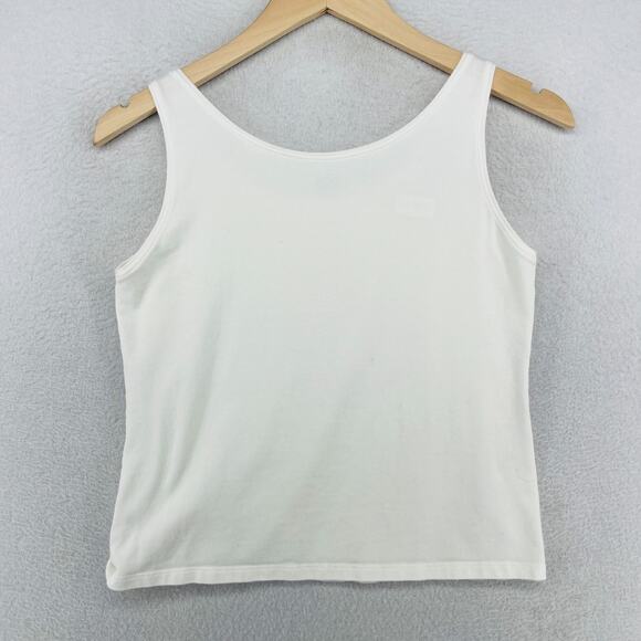 EILEEN FISHER Tank Top PS Petite Stretch Organic Cotton Scoop Neck Off White USA - Picture 2 of 12